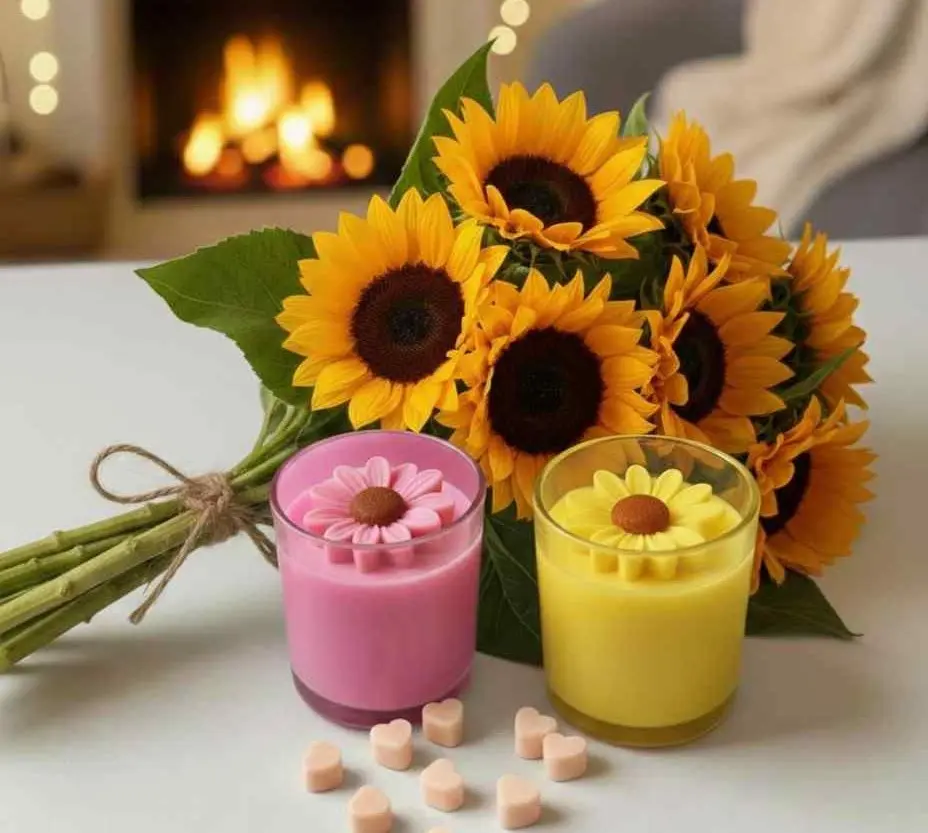 Sunflower Glass Jar Candle Set of 2