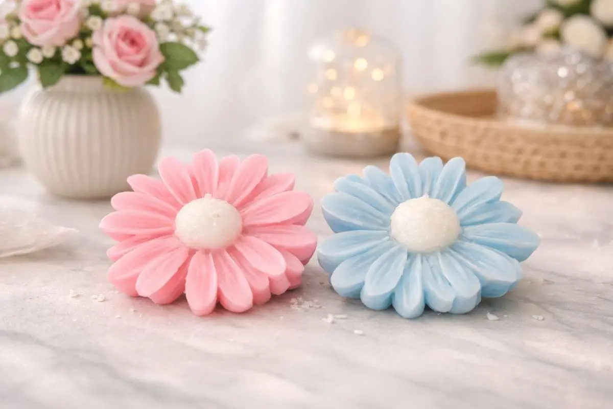 Daisy Flower Decorative Candle Set of 2