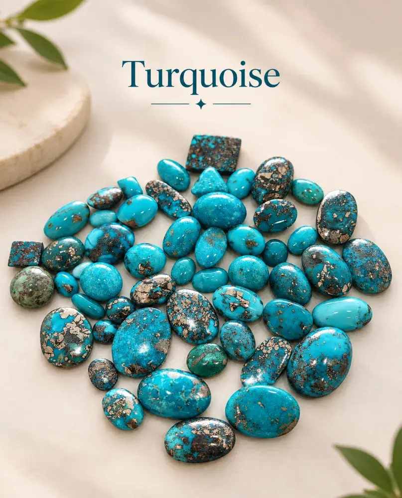 Natural Turquoise (Firoza) Gemstone | Blue Turquoise Stone for Jewellery & Spiritual Use