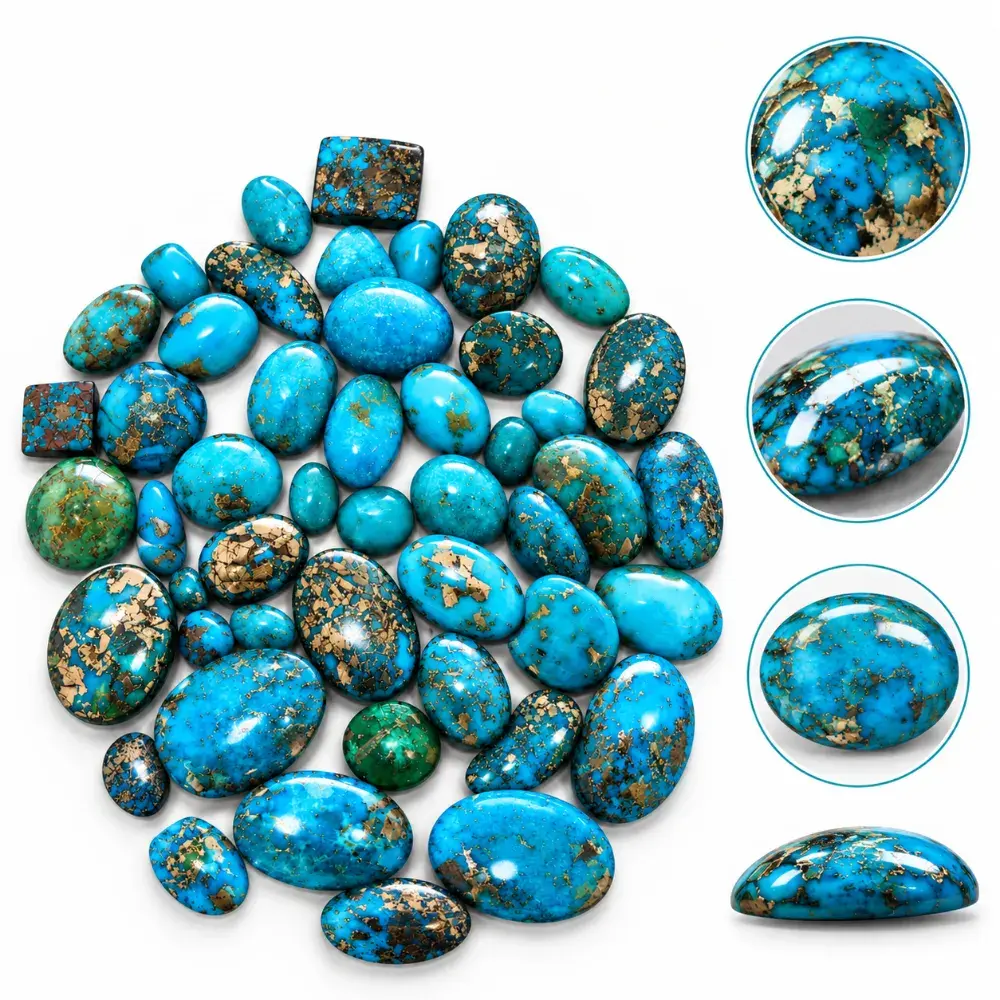 Natural Turquoise (Firoza) Gemstone | Blue Turquoise Stone for Jewellery & Spiritual Use