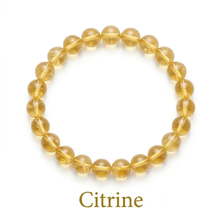 Natural Citrine Bracelet — Round Bead Gemstone Bracelet for Prosperity