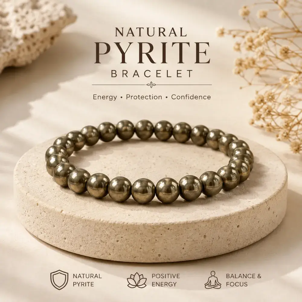 Natural Pyrite Beaded Bracelet – Energy, Protection & Confidence