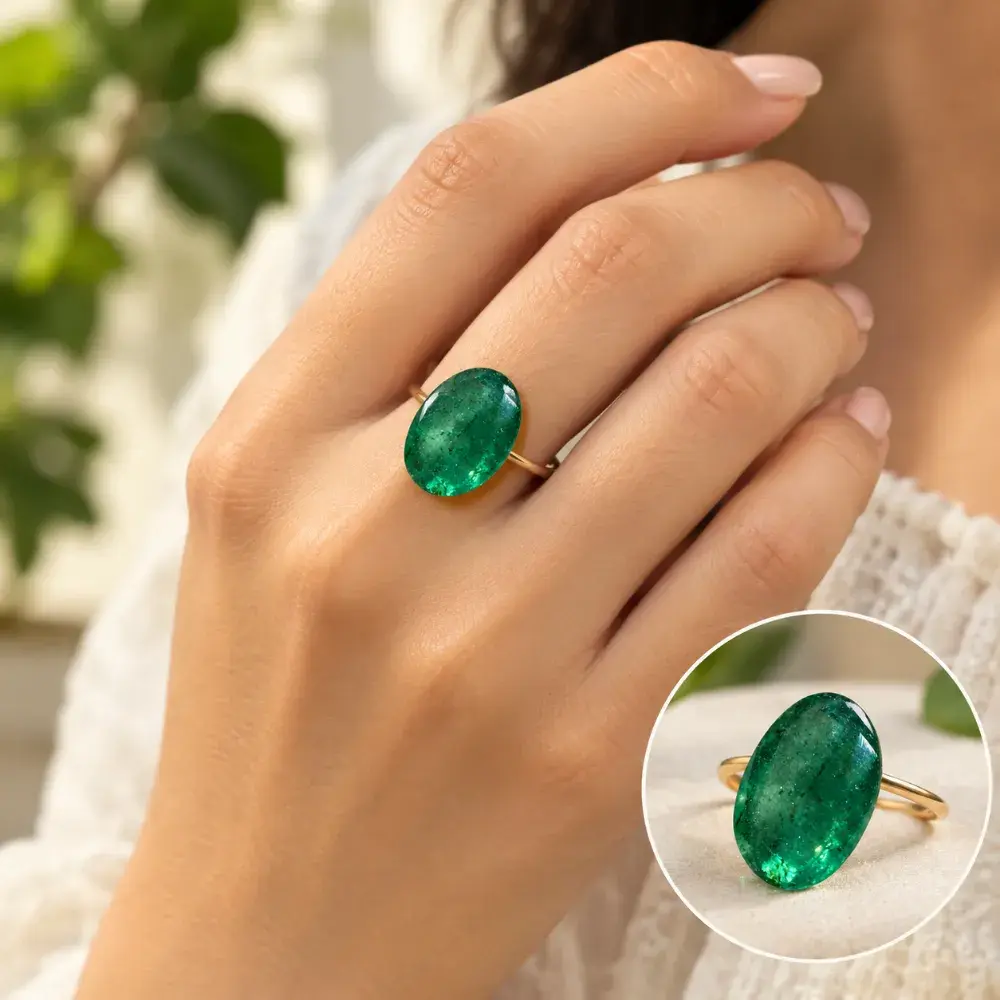 Natural Panna (Emerald) Gemstone – Green Cabochon for Mercury