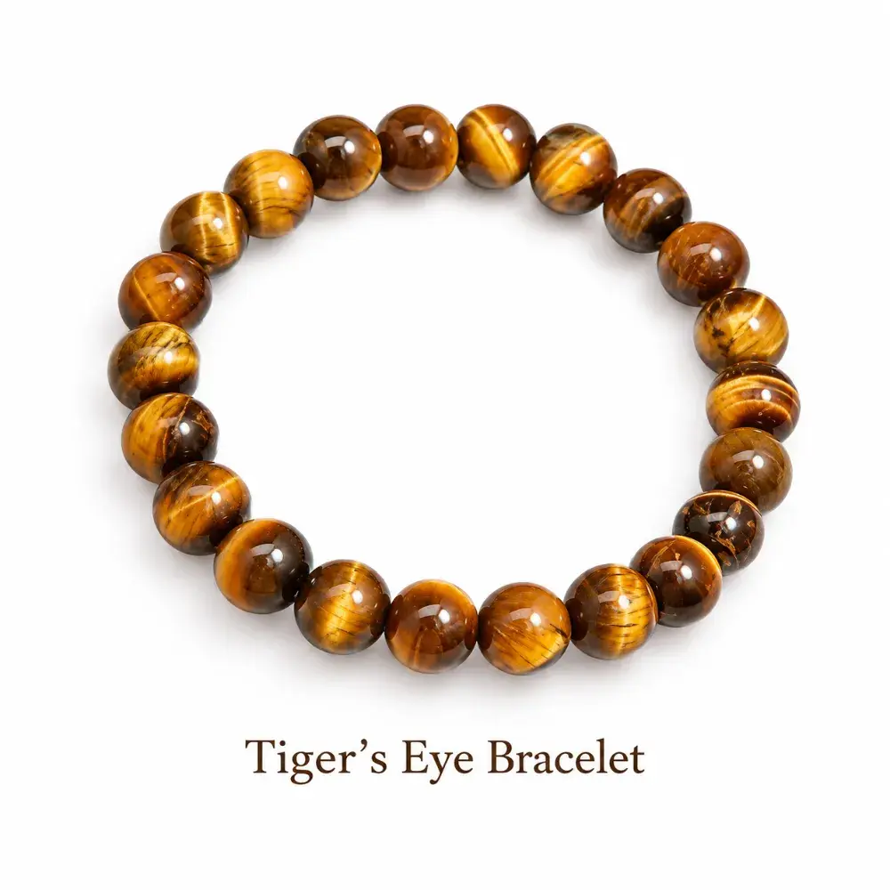 Natural Tiger's Eye Bracelet — Round Bead Gemstone Bracelet for Confidence & Protection