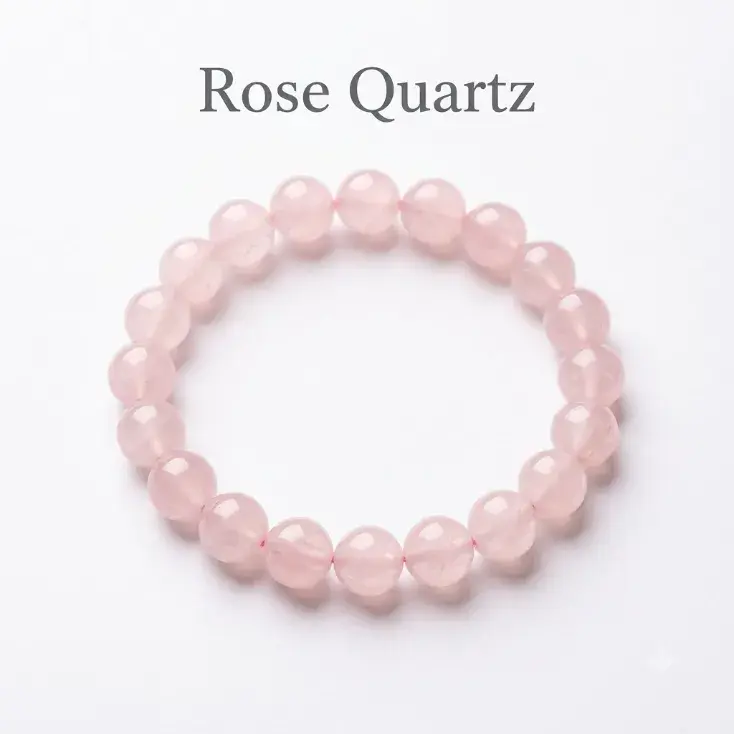 Natural Rose Quartz Bracelet — Round Bead Gemstone Bracelet for Love & Harmony