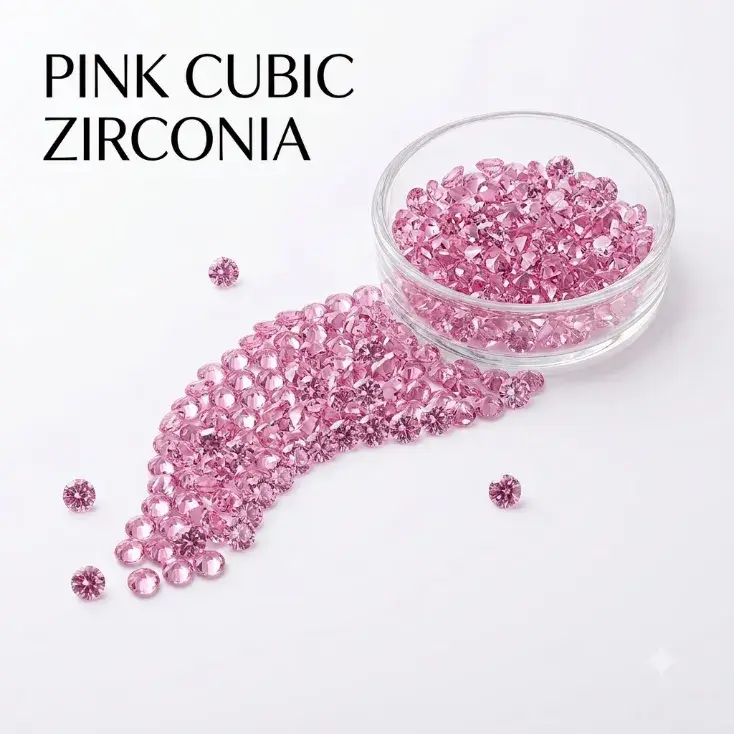Pink Cubic Zirconia Loose Stones — Faceted Round Gems for Jewellery Making