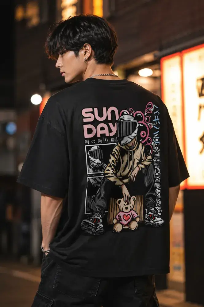 Sunday Morning Rider Oversized Graphic T-Shirt | Premium