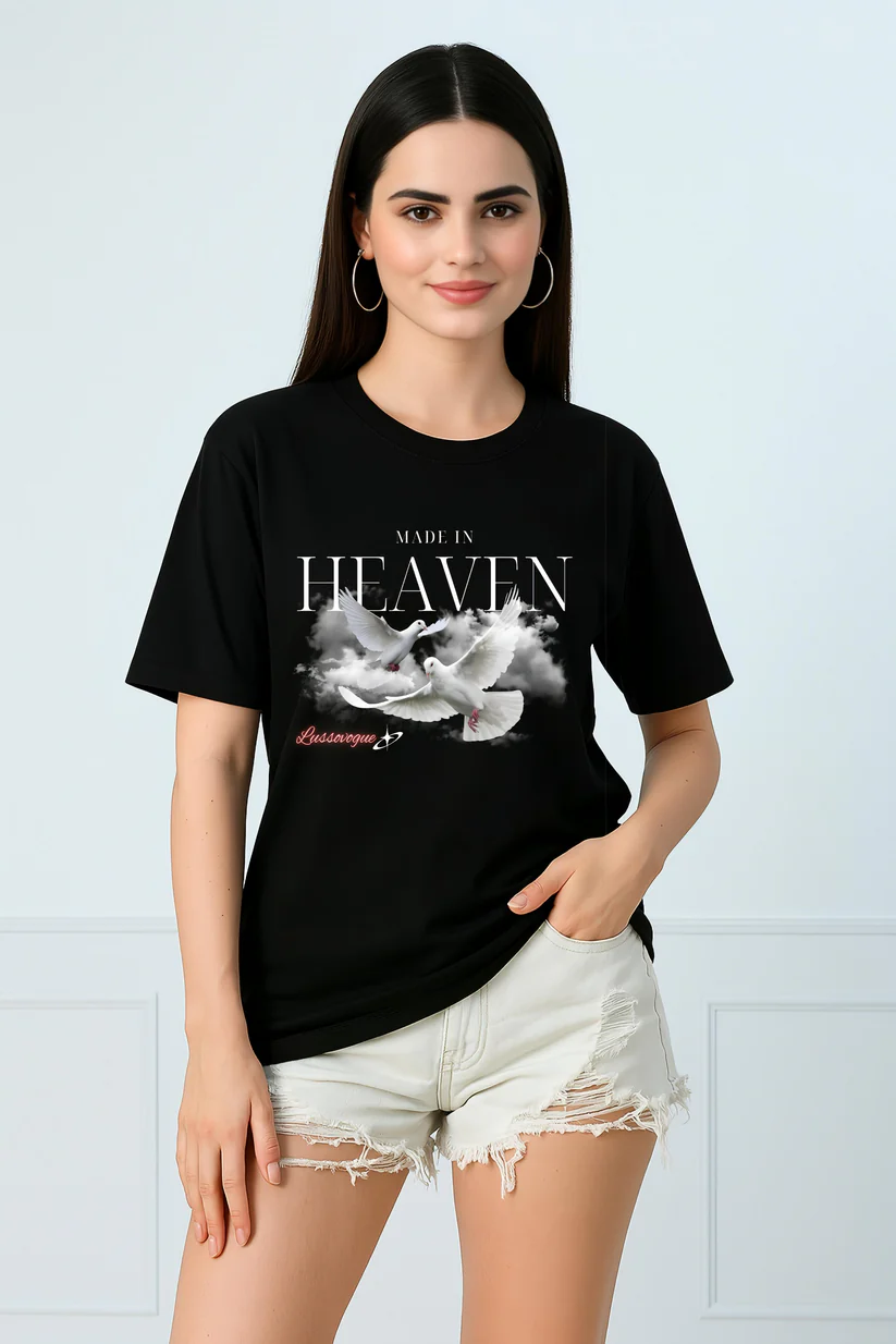 LUSSOVOGUE “Made in Heaven” Black Graphic T-Shirt