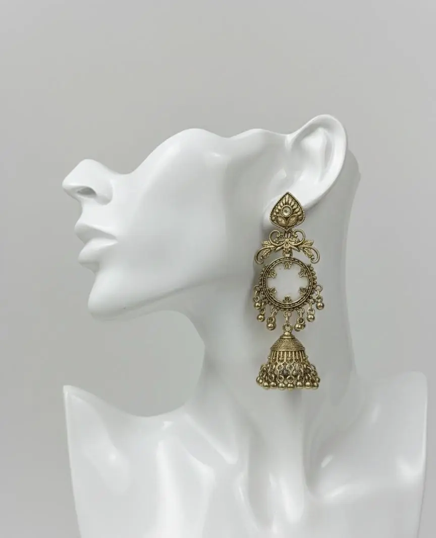 Rajwadi Antique Dome Jhumka Earrings