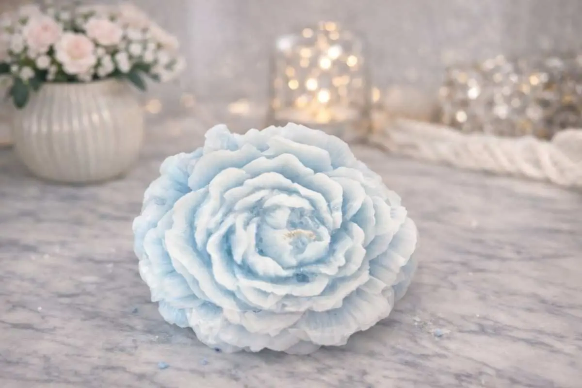 Blue Petal Bloom Decorative Candle