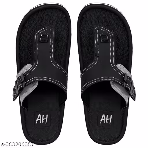 AH Black Casual Slippers for Men | Daily Wear EVA Comfort Slides