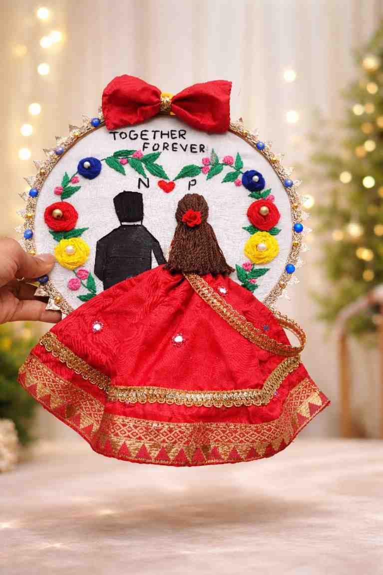 Handmade Embroidered Couple Hoop Frame – “Together Forever” Personalized Wall Décor