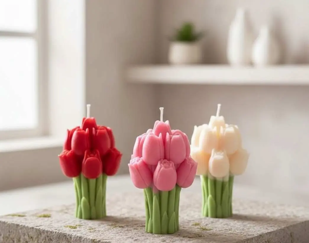 Tulip Bouquet Candle – Handmade Floral Wax Candle