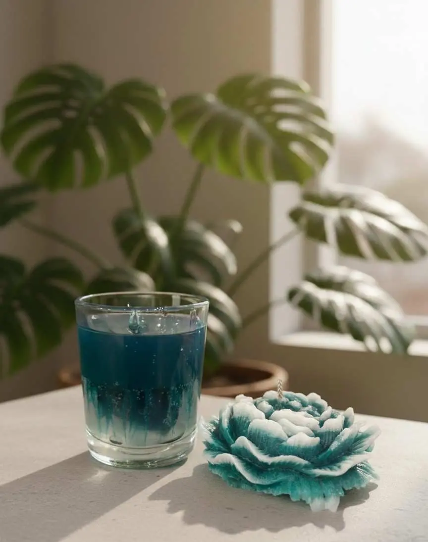Ocean Bloom Floral Candle – Handmade Decorative & Jar Candle Set