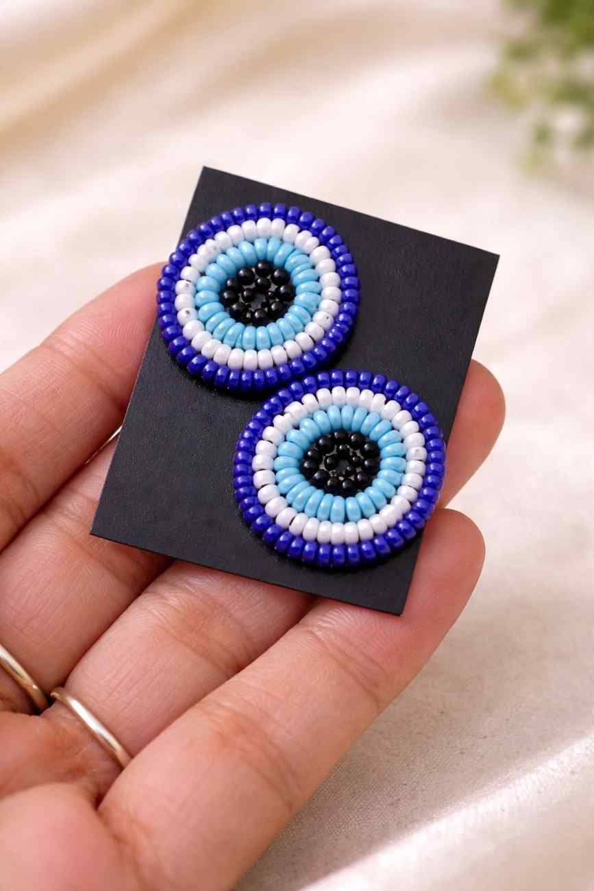 Evil Eye Beaded Stud Earrings