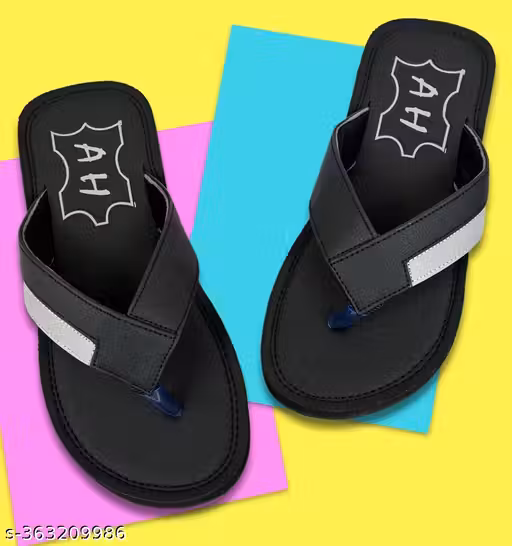 AH Black Strap Slippers for Men