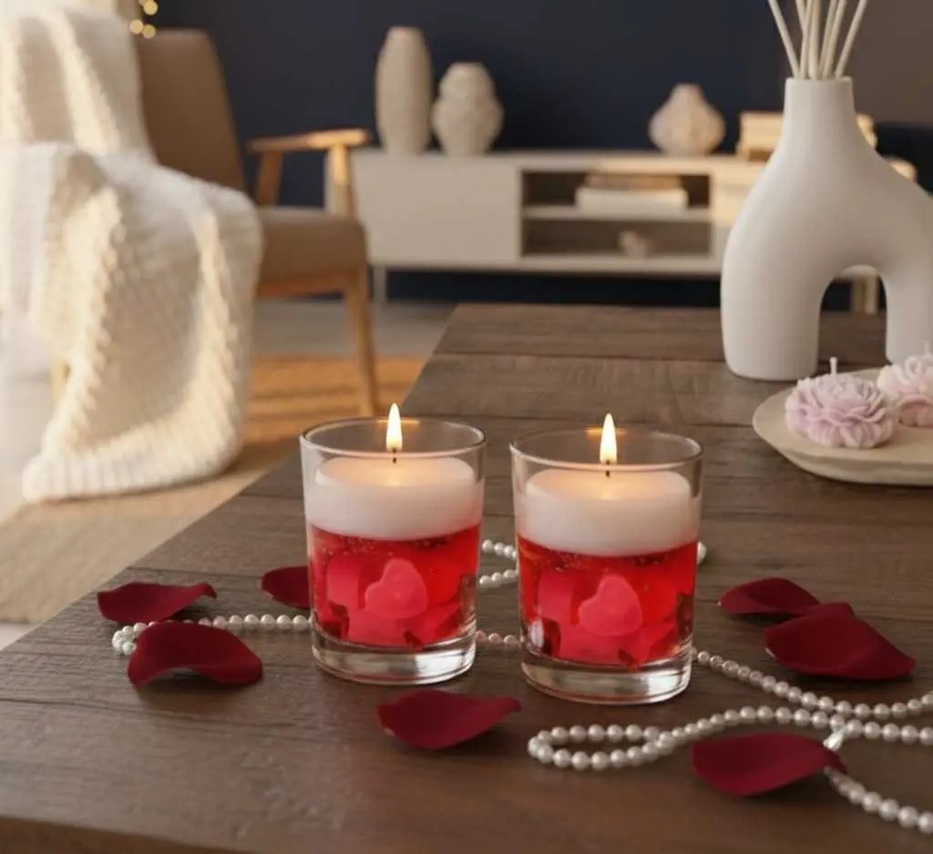 Romantic Gel Heart Votive Candles