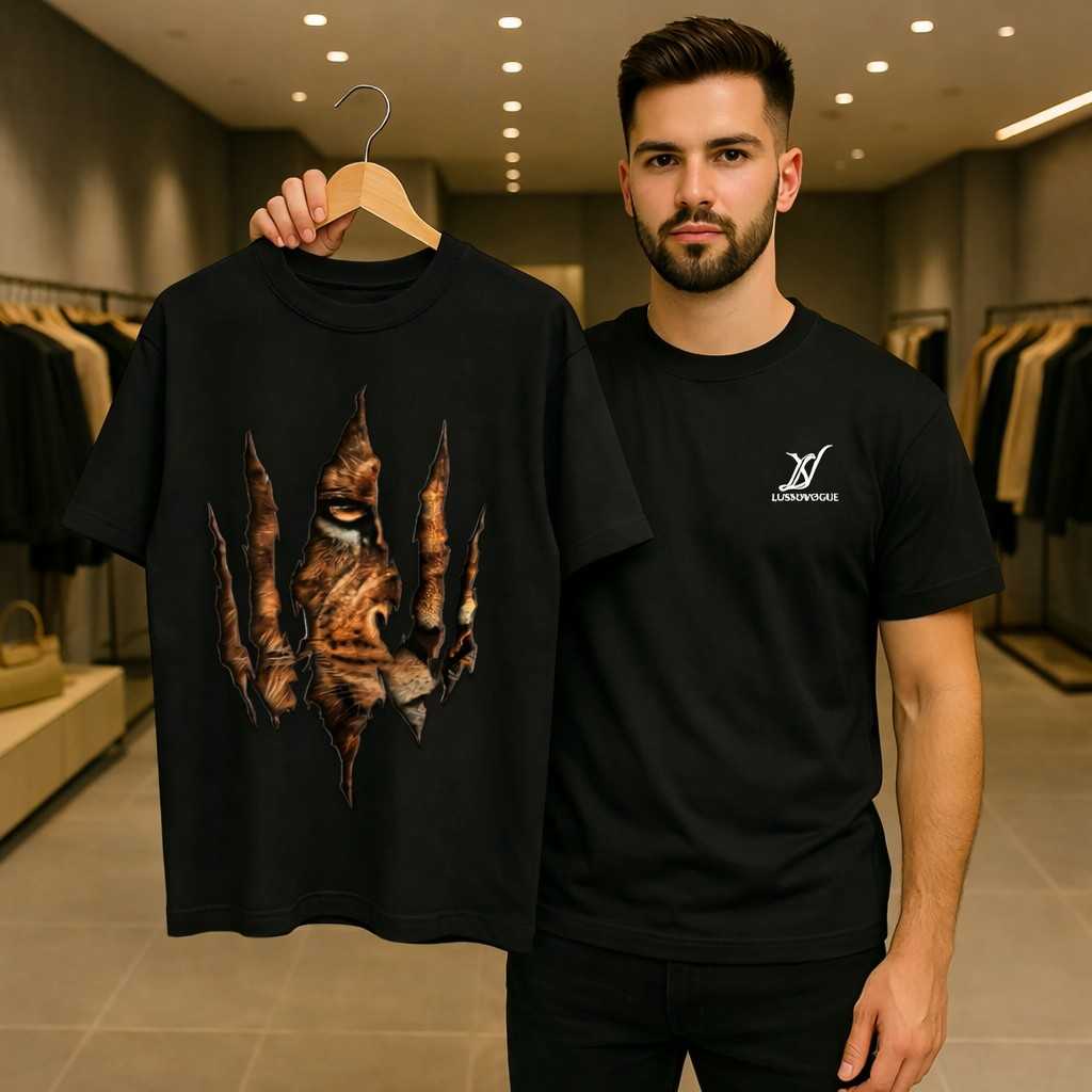LUSSOVOGUE Exclusive Tiger Claw Graphic Oversized T-Shirt