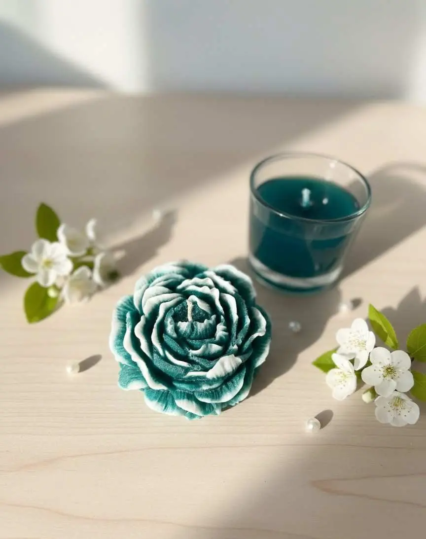 Ocean Bloom Floral Candle – Handmade Decorative & Jar Candle Set