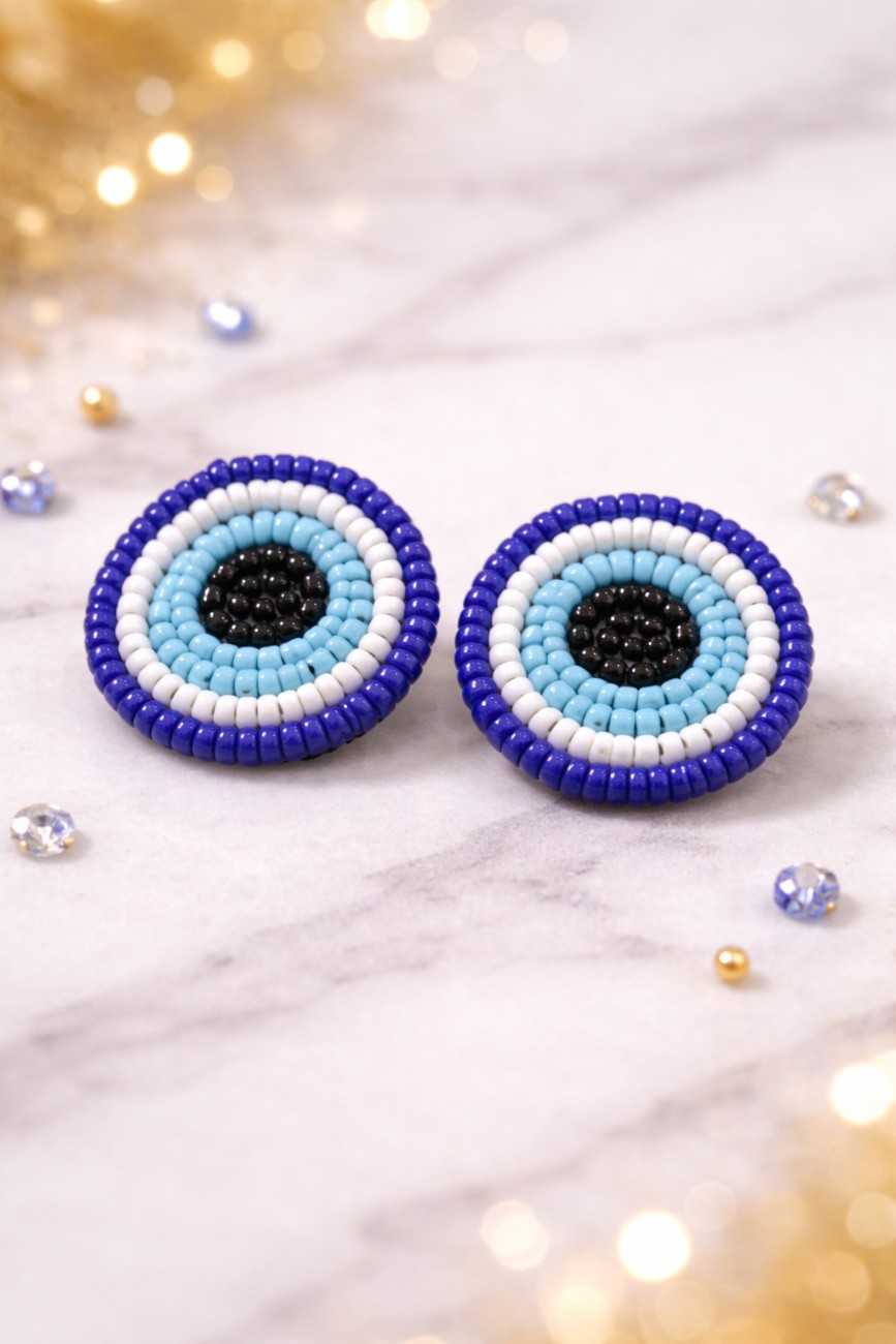 Evil Eye Beaded Stud Earrings