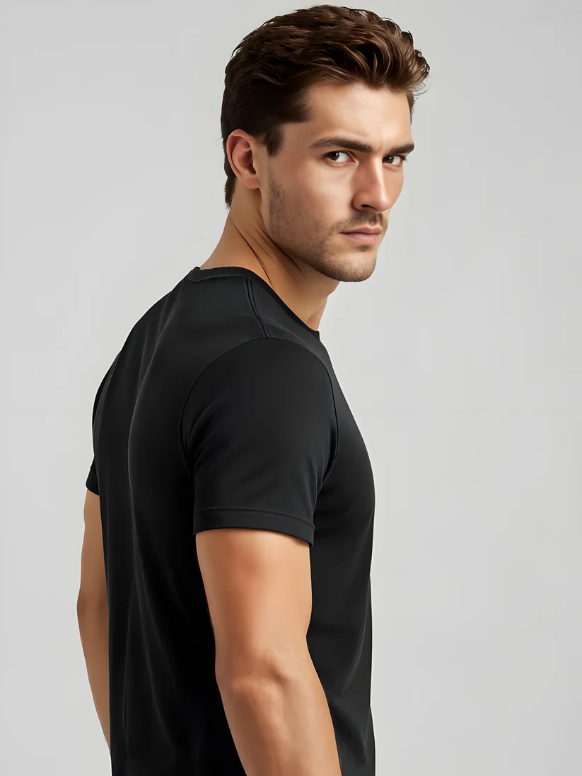 LUSSOVOGUE Navy Blue Regular Fit T-Shirt – 100% Cotton Comfort, Minimalist Style