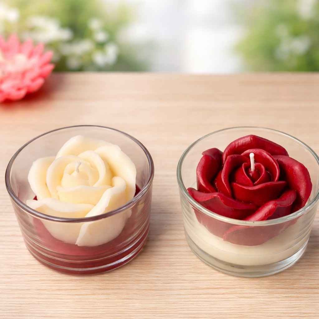 Artisan Rose Blossom Glass Jar Candles