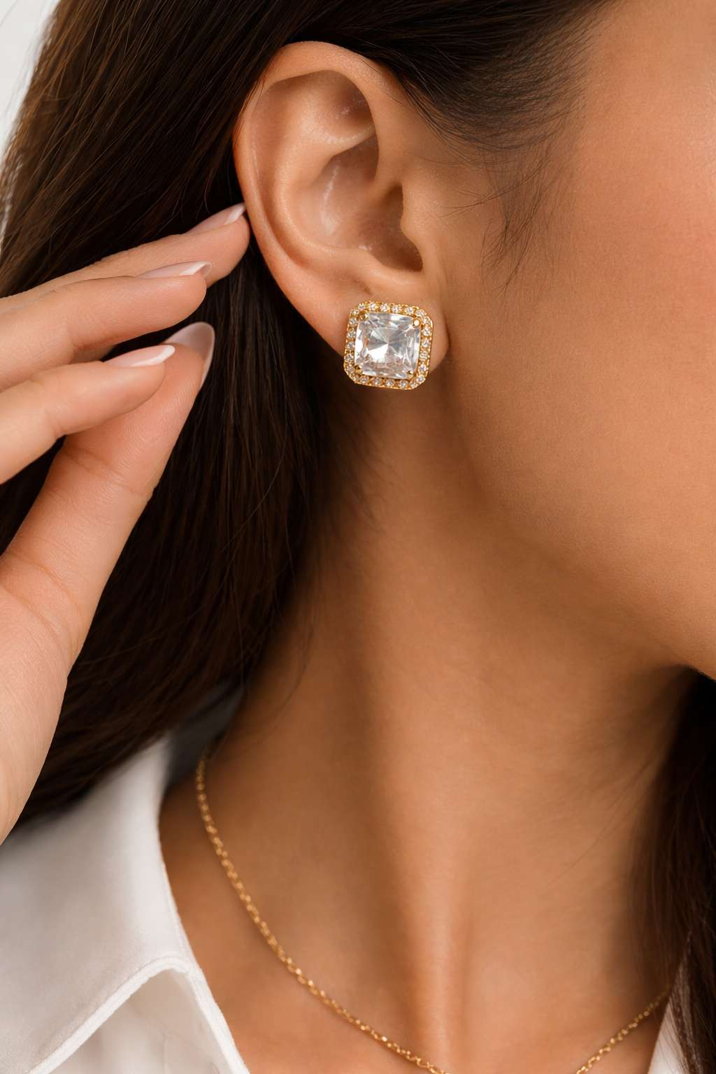 Gold Plated Crystal Stud Earrings