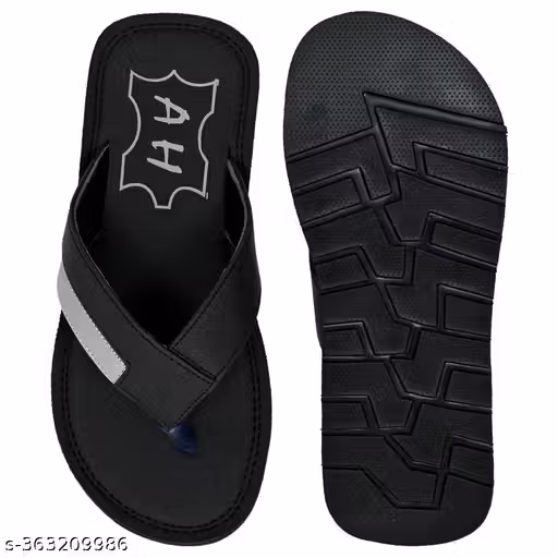 AH Black Strap Slippers for Men
