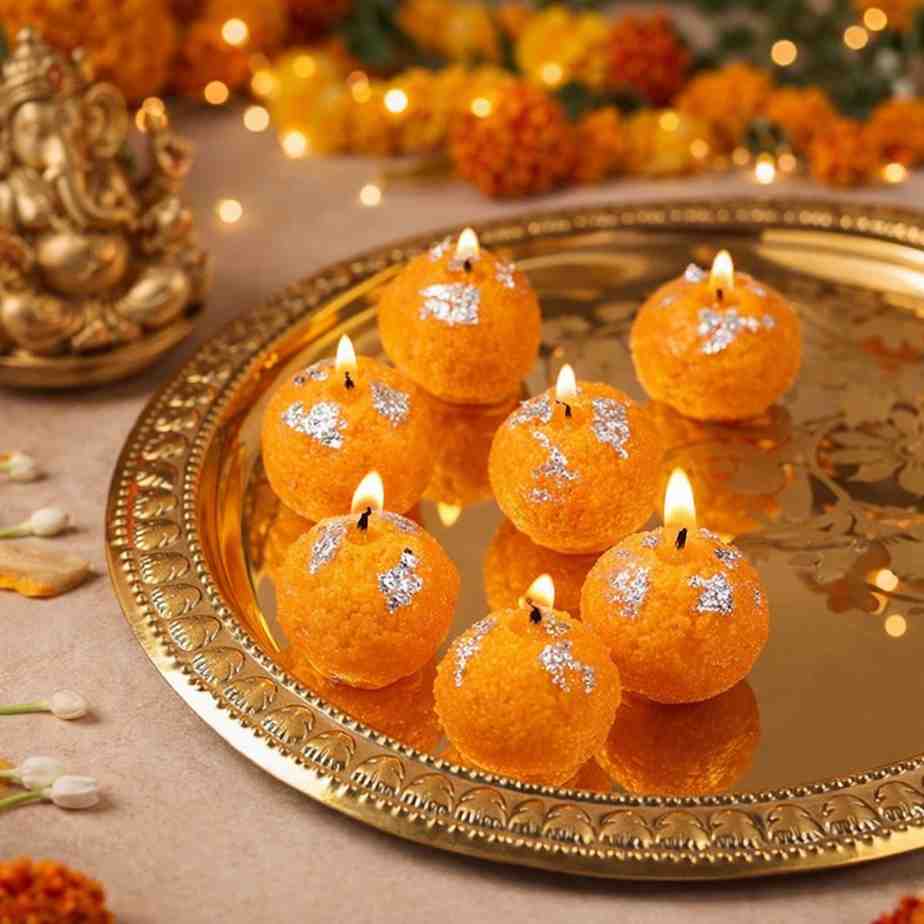 Golden Ladoo Festive Candle