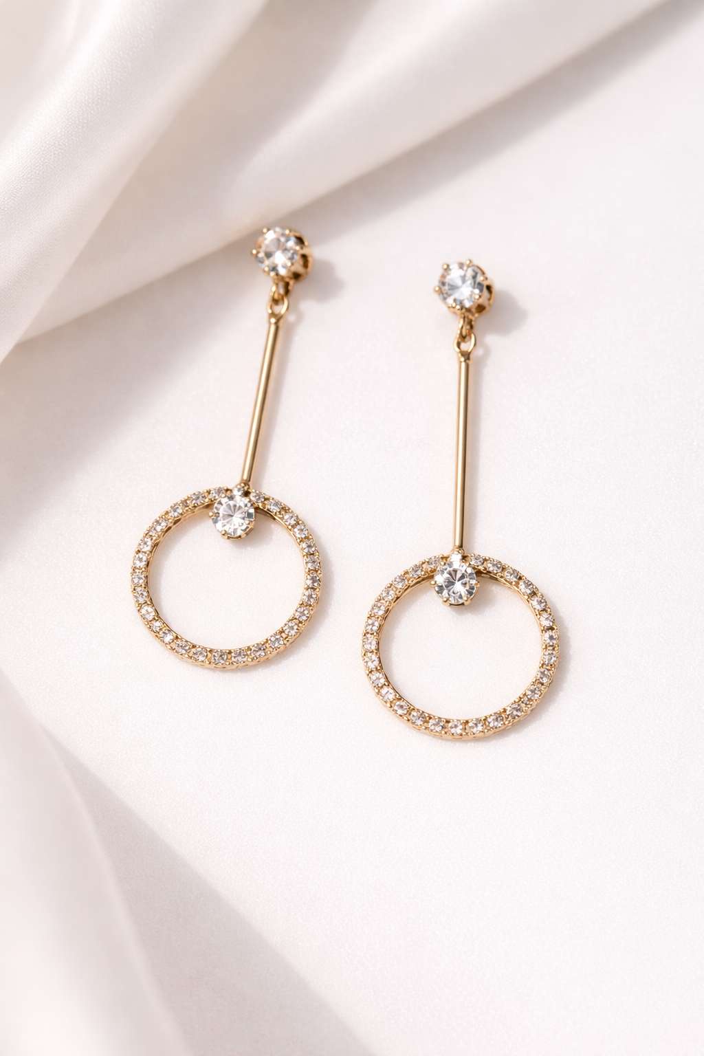 Crystal Circle Drop Earrings