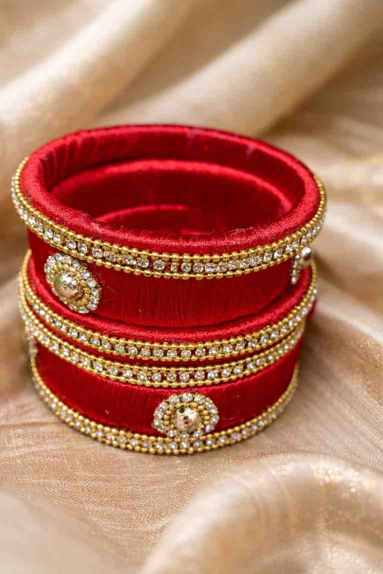 Ethnic Silk Thread Bangles for Women (Set of 2)