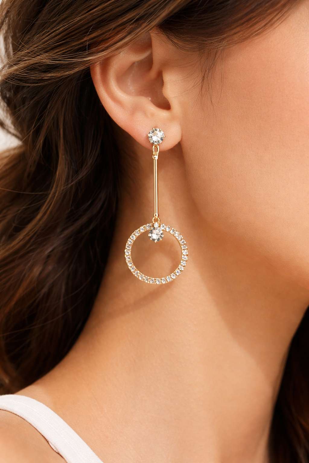 Crystal Circle Drop Earrings