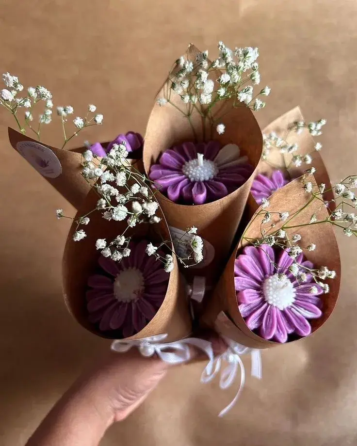 Mini Floral Candle Bouquet Set (Pack of 3) – Aesthetic Gift Candles