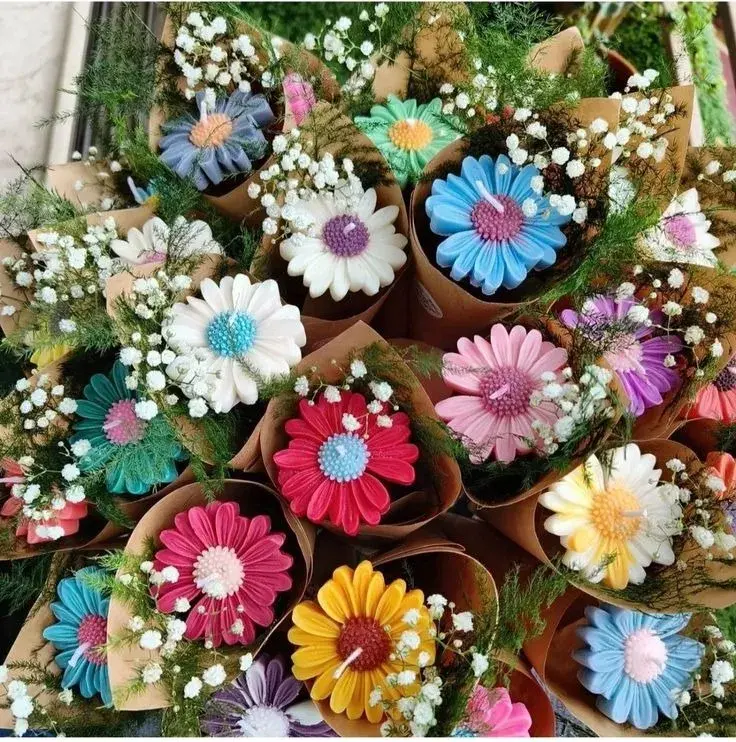 Mini Daisy Candle Bouquet – Aesthetic Flower Gift Candle